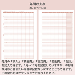 A5サイズ 家計簿セット① ピンク システム手帳リフィル ルーズリーフ 7枚目の画像