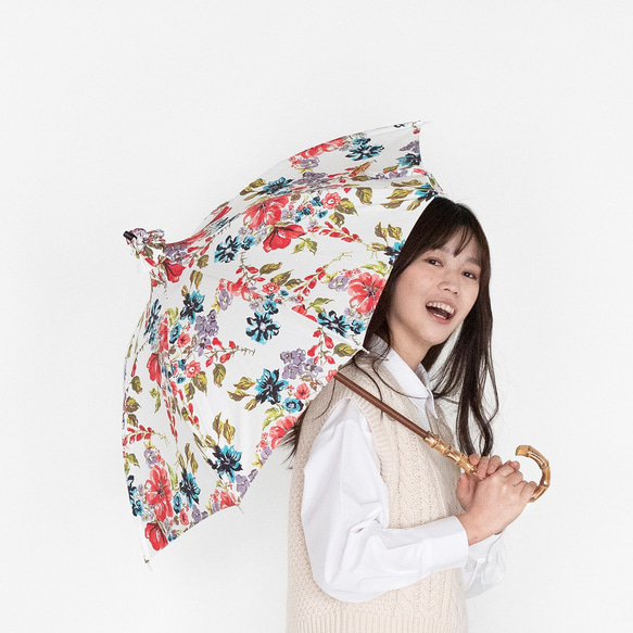 日傘(晴雨兼用)ーstellaパコダ、持ち手寒竹 1枚目の画像