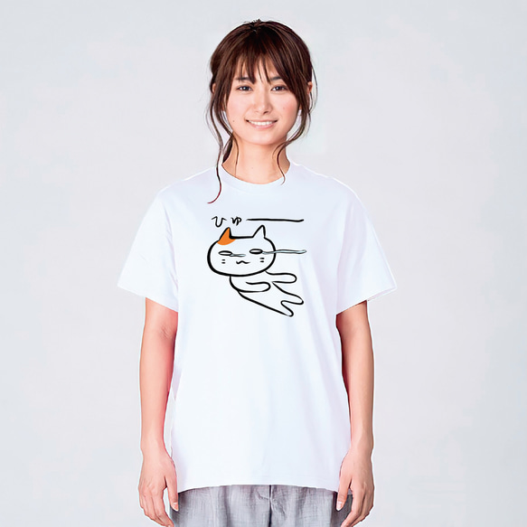 シュールな猫 おもしろ Tシャツ ネコ 猫柄 猫雑貨 メンズ レディース キッズ 子供服 半袖 おもしろTシャツ 2枚目の画像