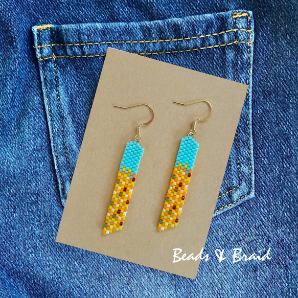 定番 デリカビーズピアス/イヤリング ピアス vertical(向日葵) ピアス