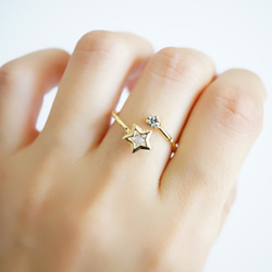 【フリーサイズリング】星に願いを˚✧₊⁎⁺˳✧༚16金コーティング指輪 1枚目の画像