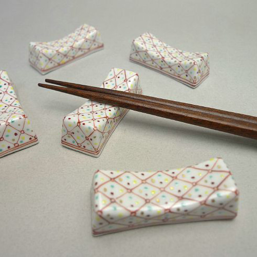 中西啓京焼清水焼高級箸置き鹿の子絞り5個セット