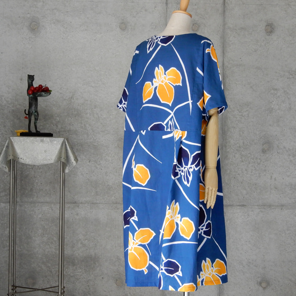 着物リメイク    浴衣のワンピース/ フリーサイズ   大きめ　　kimono　 6枚目の画像