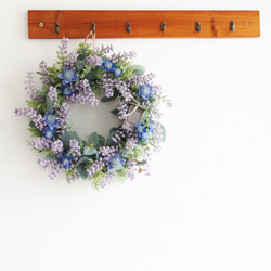 ふわもこベリーのリース＊アーティフィシャルフラワー（造花）リースです。可愛い！！ラベンダーカラーとブルーのお花 8枚目の画像