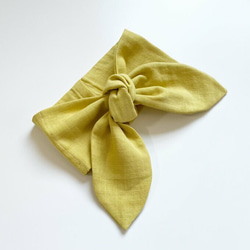 也可以當頭巾使用的圍巾♡多種用途日本製造高品質棉質護頸髮帶素色檸檬黃帶冰袋 第16張的照片