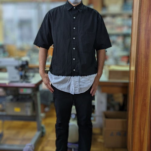 OSOCU オソク シャツ スソノコシ 知多木綿 ツムギラボ M ブラック OSOCU > Chita-momen S/S shirts 知多木綿 ちりめんシャツ