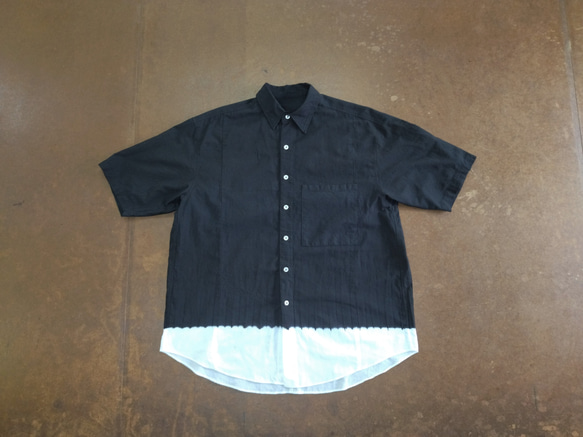 < OSOCU > Chita-momen S/S shirts 知多木綿 ちりめんシャツ スソノコシ 2枚目の画像