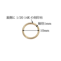 14KGF スリーパーフープピアス 10mm【1ペア販売】(14K-AA027 2枚目の画像