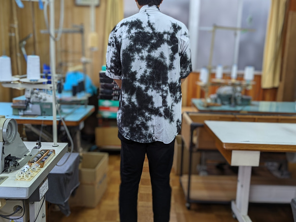 < OSOCU > Chita-momen S/S shirts 知多木綿 ちりめんシャツ  黒むら染 7枚目の画像