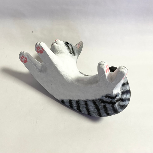 サバトラ白猫の置物 招き猫 猫ハウス 通販 14369296｜Creema(クリーマ