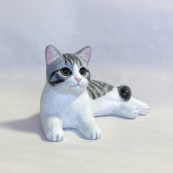 中古品【桃色猫＆白サバトラ猫】2個セット♡猫♡福猫♡ サバトラ白猫の置物 招き猫 猫ハウス 通販 14369296｜Creema(クリーマ