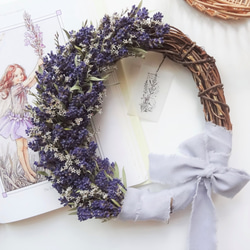 ラベンダーのドライフラワーリース(ラベンダーのタグ付き) リース hime