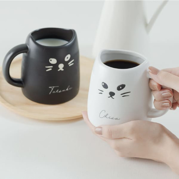 ペア マグカップ 名入れ プレゼント 猫 ねこ ネコ コーヒーマグ 紅茶 珈琲 日本製 カップル 結婚祝い 新築祝い 19枚目の画像