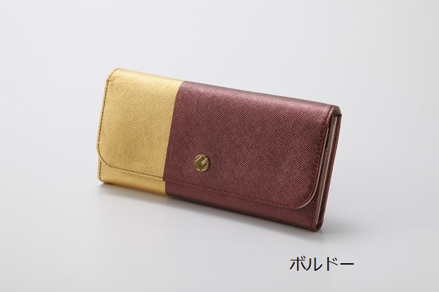 DAYBREAK«夜明け»　長財布　ボルドー　～京都の金箔押し仕上げ～
