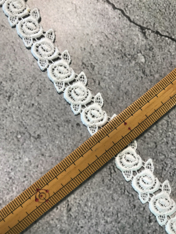 2m コットンケミカルレース モチーフ 巻き薔薇柄 日本製 lace-No,132 5枚目の画像