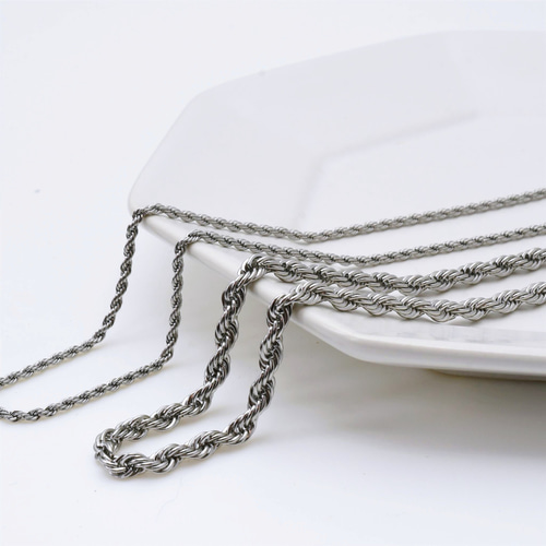 men'slike】ロープチェーン 2㎜ 4㎜ シルバー ネックレスチェーン つけ