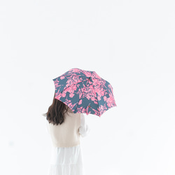 日傘(晴雨兼用)ーmidnight shadowblueパコダ、持ち手寒竹 1枚目の画像