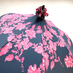 日傘(晴雨兼用)ーmidnight shadowblueパコダ、持ち手寒竹 3枚目の画像