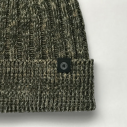 BISYU フレンチリネン×コットン ニット帽  カーキグリン 4枚目の画像