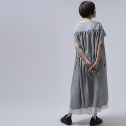 【リネンワンピース】肩の力をぬいてリラックス時間を過ごすドレス / 銀鼠 a007d-gnz1 4枚目の画像