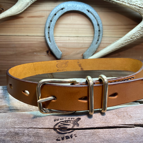 真鍮バックルアメリカンオイルレザーベルト ブラウン 71cm その他