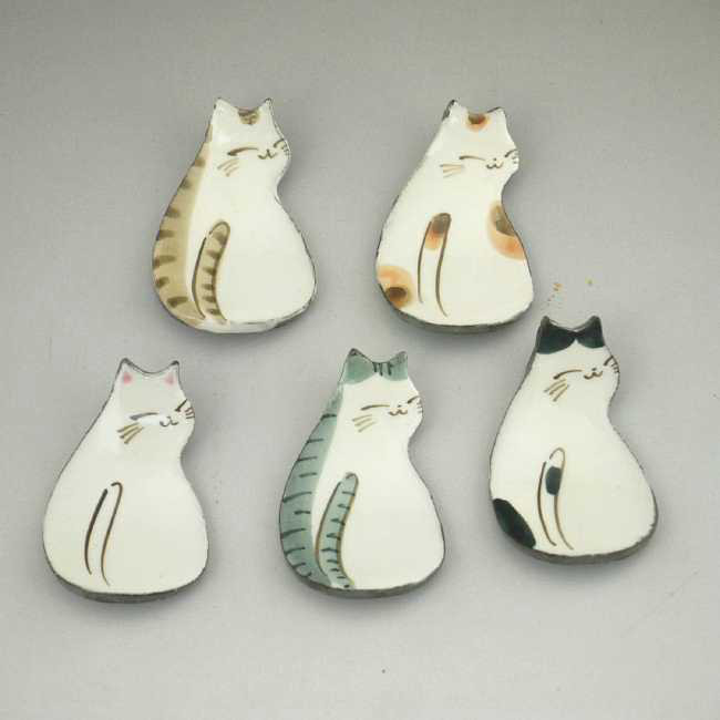◇商品番号 10489 にこにこ猫箸置きセット 箸・箸置き 松韻堂