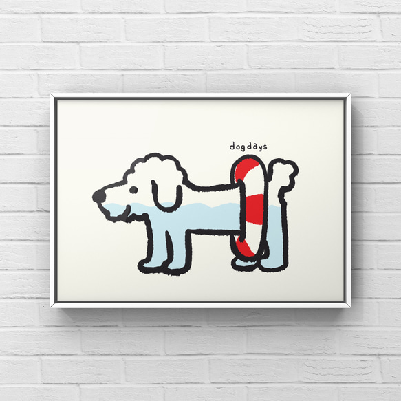 トイプードル【dogdays】 A4ポスター　犬　イラスト　 1枚目の画像