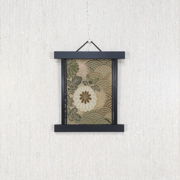 壁掛け　和風 かべ飾り　古布・菊と青海波　NO.52 1枚目の画像