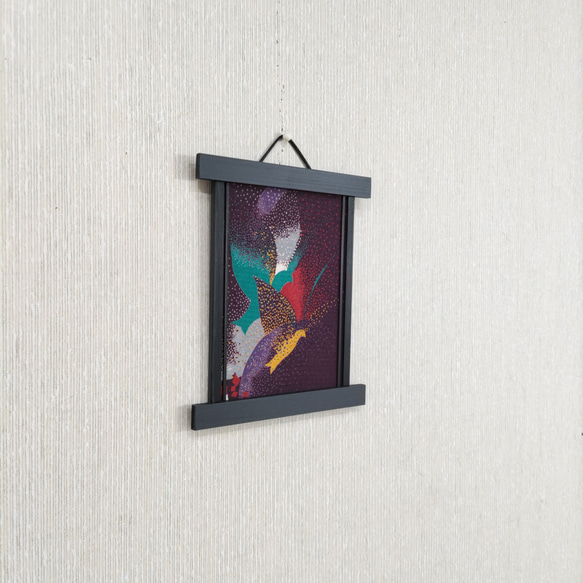 壁掛け　和風 かべ飾り　古布・小鳥　NO.50 2枚目の画像