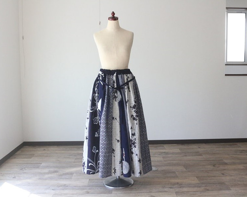 着物リメイク 花模様浴衣合せタックワイドパンツ キュロット・ワイド