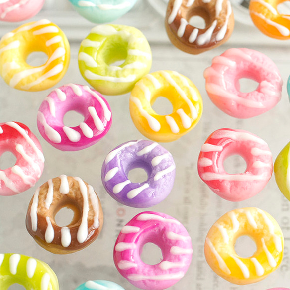 カラフルドーナツ 6～16個入り スイーツデコ ミニチュア 粘土のお菓子
