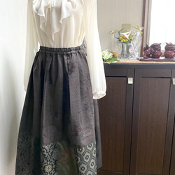 着物　浴衣リメイク　フレアースリーブーワンピース　着丈129cm a2133c03e3c042487310c33303b6ce