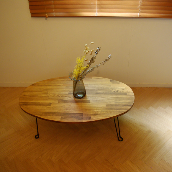 ローテーブル　折りたたみ　テーブル　アイアン脚　北欧　ソファテーブル　90cm 2枚目の画像