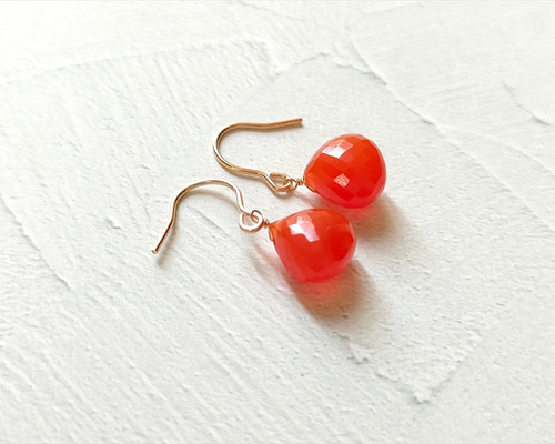 ほぅ】宝石質カーネリアンのバタフライイヤリング ほぅ】宝石質