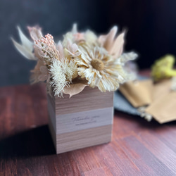 NEW !!   ”てのひらポット　フラワーアレンジメント”   かわいい木製BOX 箱庭　植木鉢 6枚目の画像