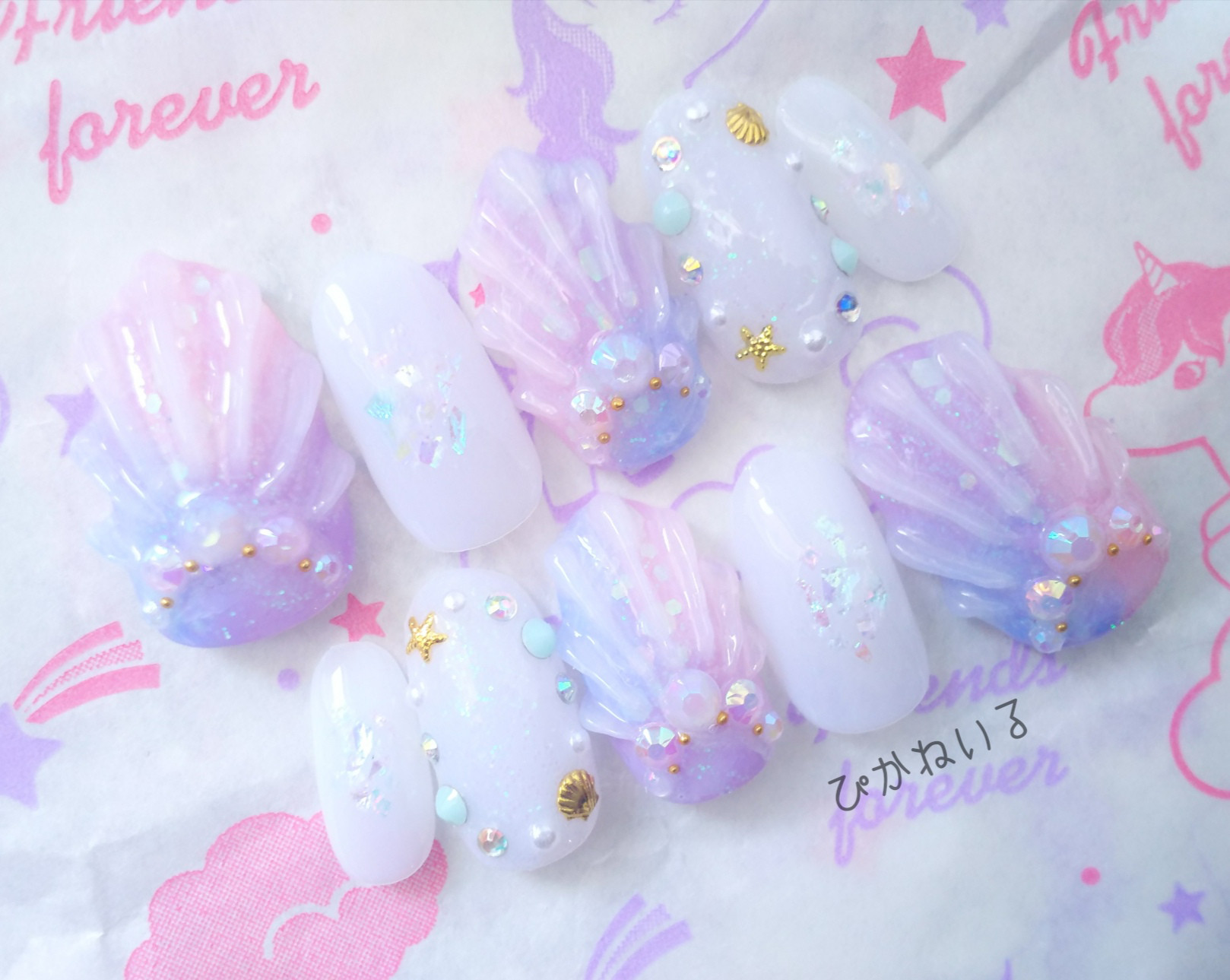 ゆめかわマーメイド 人魚ネイル ネイルチップ(つけ爪) picanail 通販|Creema(クリーマ) マーメイド/オーロラ/ゆめかわカラー