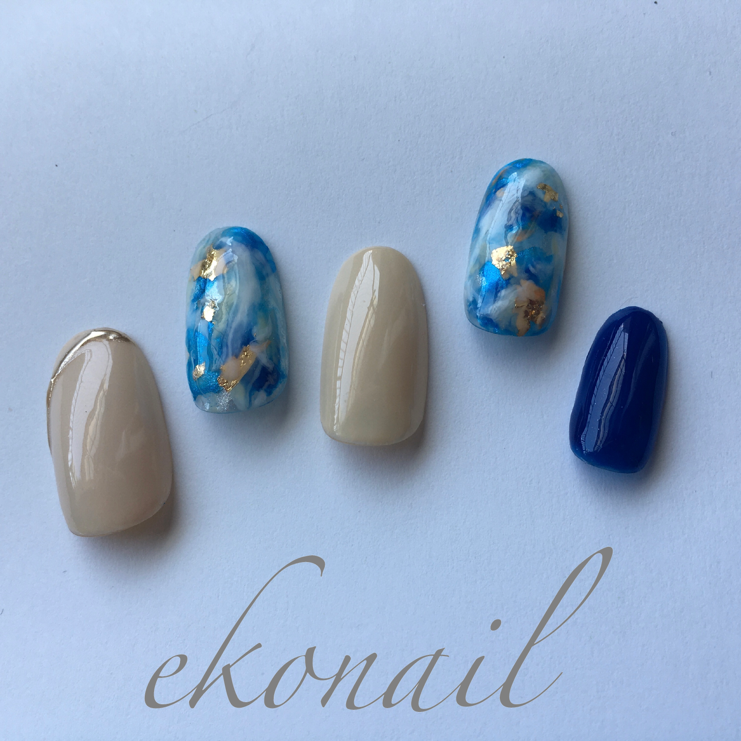 奥行ニュアンスブルーネイルチップ ネイルチップ（つけ爪