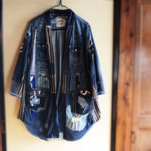 SAYOCAFE＋R/ダメージ加工の襤褸テイストデニム半纏 ジャケット 衣工房