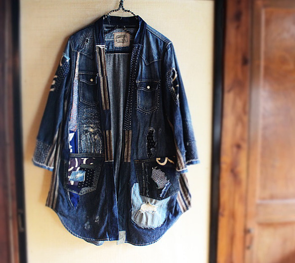 SAYOCAFE＋R/ダメージ加工の襤褸テイストデニム半纏 ジャケット 衣工房