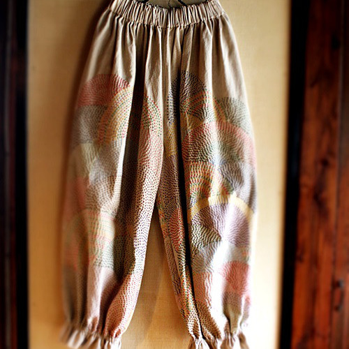 SAYOCAFE、総刺し子の豪華な一点ものもんぺさん ロングパンツ 衣工房  