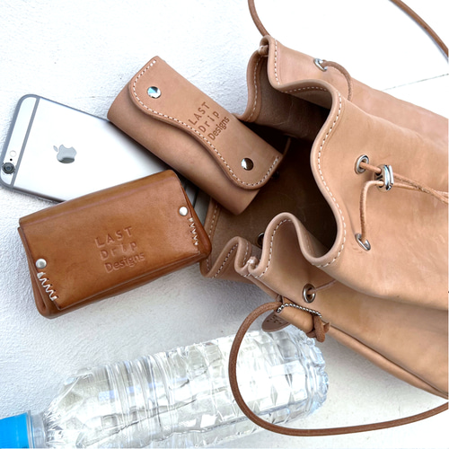 巾着ショルダーバッグ L 巾着バッグ ポシェット 日々を刻む日記帳 革  