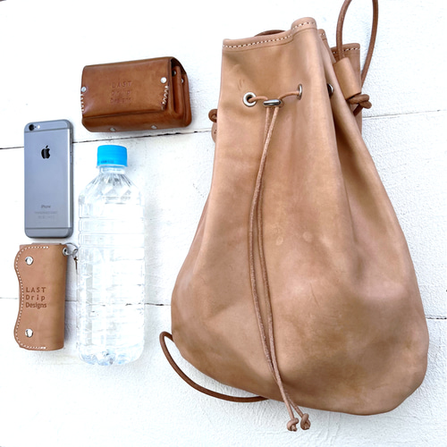 巾着ショルダーバッグ L 巾着バッグ ポシェット 日々を刻む日記帳 革  