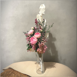 ピンクローズとホワイトパンパスの花束♡ウエディング、撮影にも♡使用後、飾れる♡ 5枚目の画像