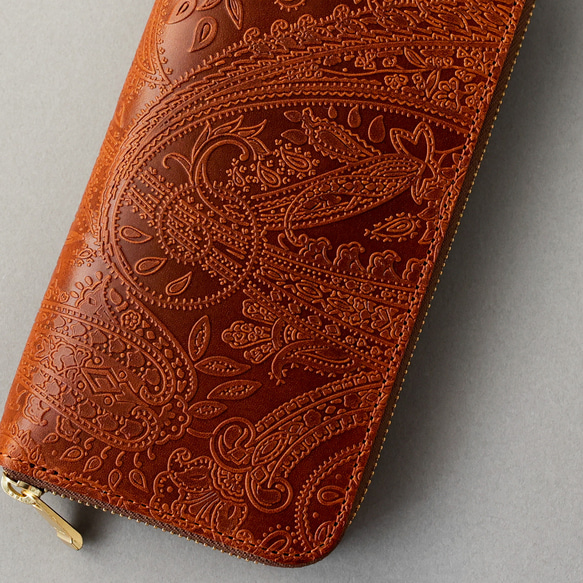 送料無料 長財布 栃木レザー ペイズリー型押し リミテッド ラウンドファスナー オーク 財布 メンズ レディース 本革 LWH1430957236(11011円)