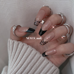 大人気》フレンチレオパードニュアンスネイルチップ ❤︎ギャル大人