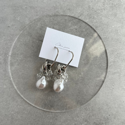 imitation perl pierce / earring シルバー クリア シンプル 3枚目の画像