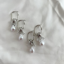 imitation perl pierce / earring シルバー クリア シンプル 4枚目の画像