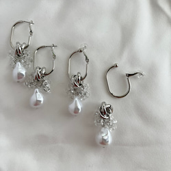 imitation perl pierce / earring シルバー クリア シンプル 5枚目の画像