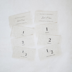 fabric monthly cards #01｜マンスリーカード｜月齢カード｜月齢フォト｜バースデーカード｜布 8枚目の画像