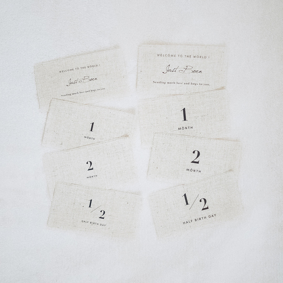 fabric monthly cards #01｜マンスリーカード｜月齢カード｜月齢フォト｜バースデーカード｜布 8枚目の画像